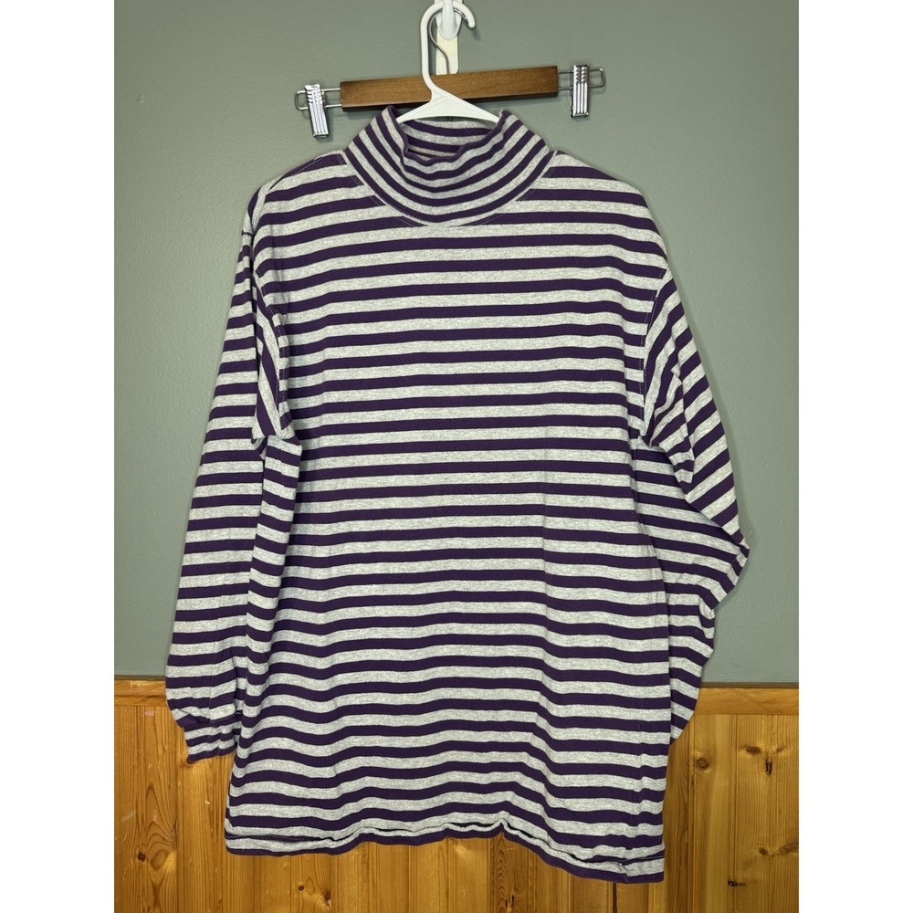 Vintage‎ REED HUNTER Gray And Purple MOCK TURTLENECK SHIRT- SIZE Lg
